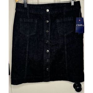 Chaps Women's Black Denim Knee Length Skirt Size 12 Casual